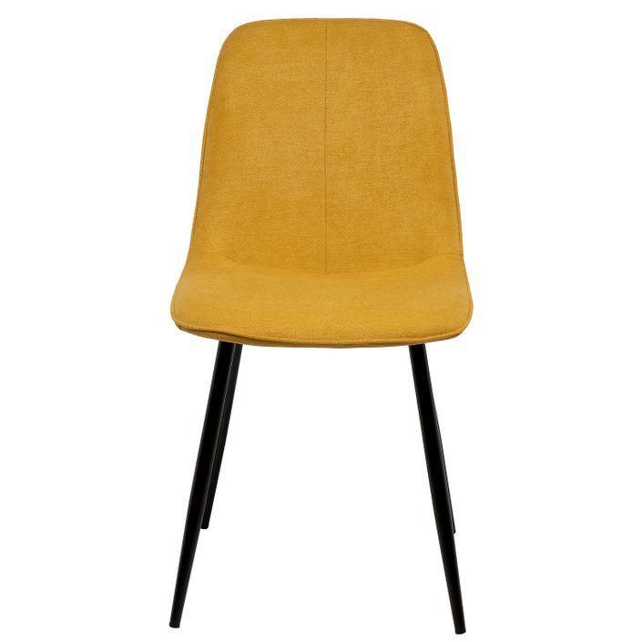 Chaise tissu jaune moutarde et pieds métal noir Klara - Photo n°4