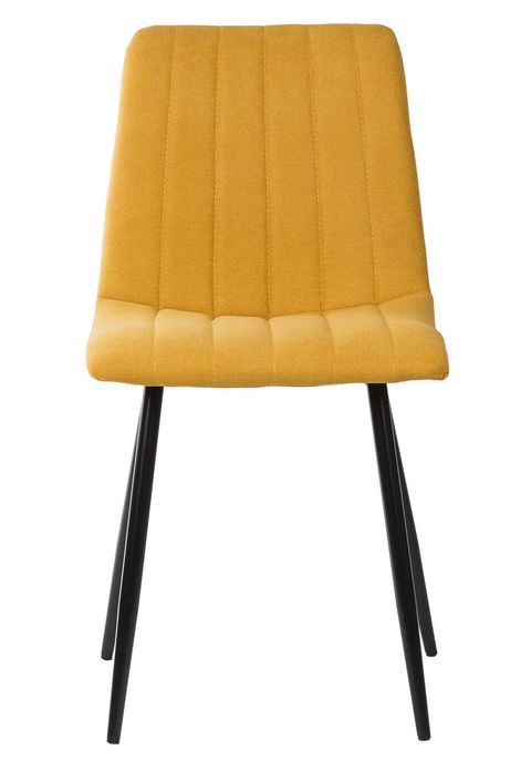 Chaise tissu jaune moutarde matelassé et pieds métal noir Lina - Photo n°3