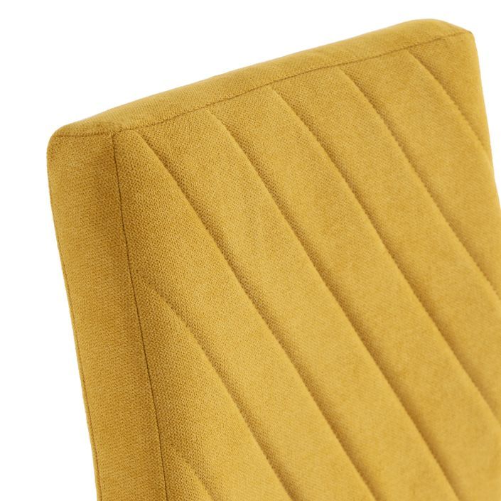 Chaise tissu jaune moutarde matelassé et pieds métal noir Teva - Photo n°3
