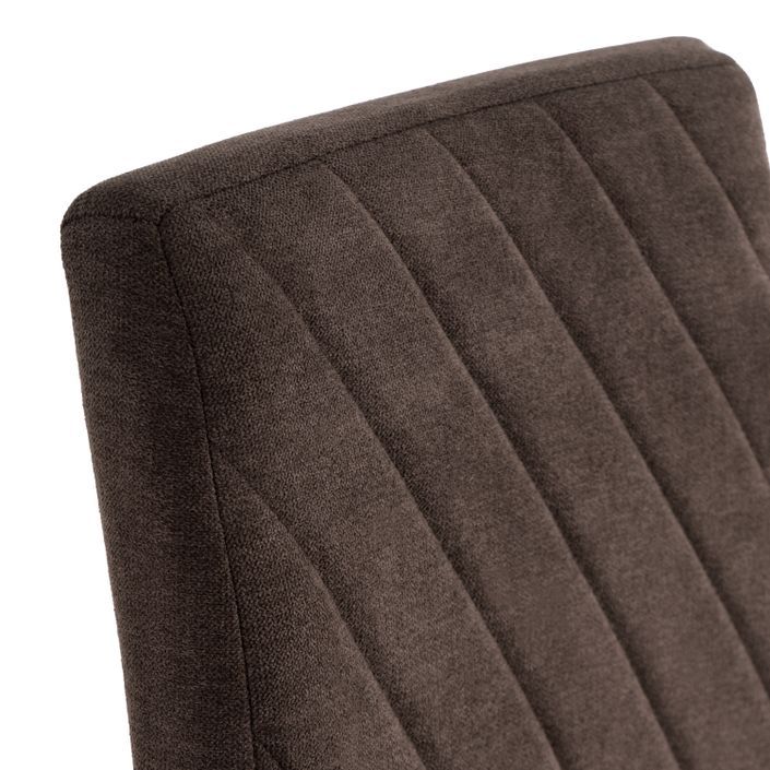 Chaise tissu marron matelassé et pieds métal noir Teva - Photo n°3