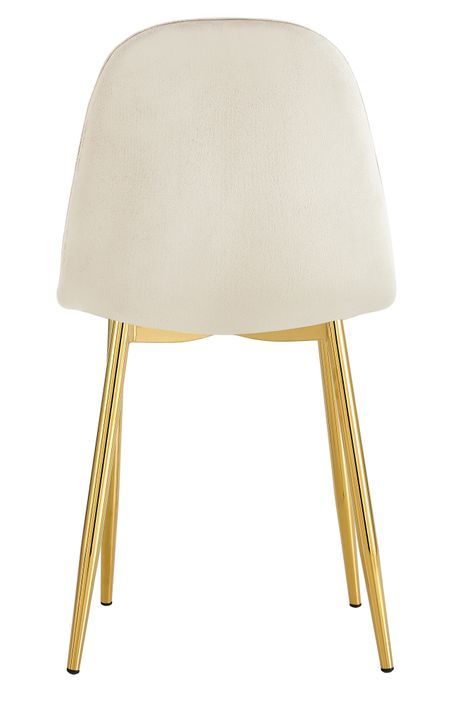 Chaise tissu molletonné beige clair et pieds acier doré Dony - Photo n°2
