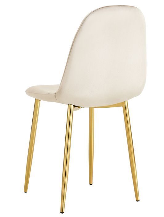 Chaise tissu molletonné beige clair et pieds acier doré Dony - Photo n°3