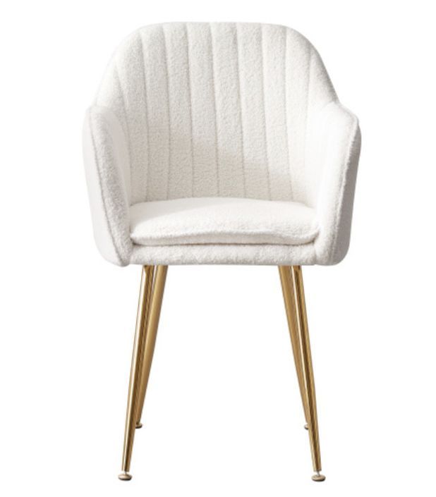 Chaise tissu molletonné blanc et pieds acier doré Douda - Lot de 2 - Photo n°2