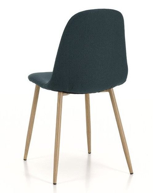 Chaise tissu vert foncé et pieds métal effet bois Mosac - Lot de 4 - Photo n°2