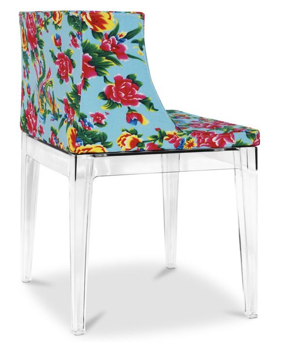 Chaise transparente et imprimée floral bleu Delice - Photo n°7