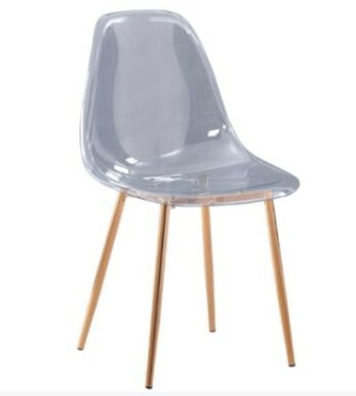 Chaise transparente et pieds métal doré Kamy - Lot de 4 - Photo n°1