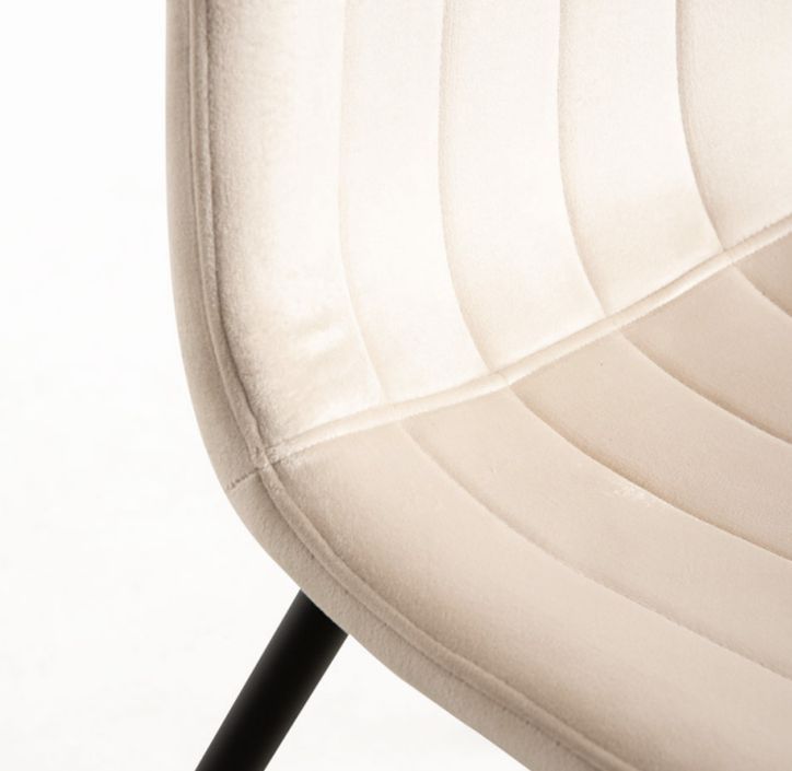 Chaise velours beige clair et pieds métal noir Londa - Lot de 2 - Photo n°6