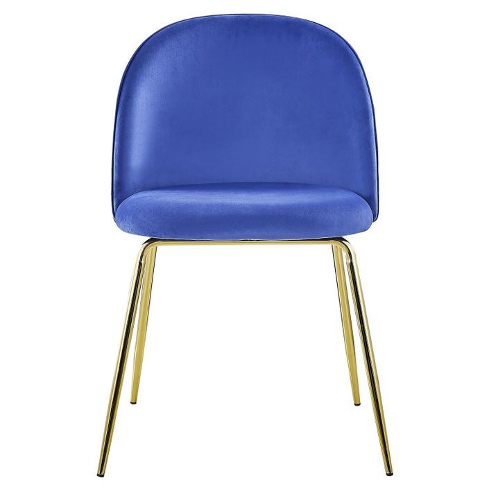 Chaise velours bleu et pieds métal doré Alexa - Lot de 2 - Photo n°3