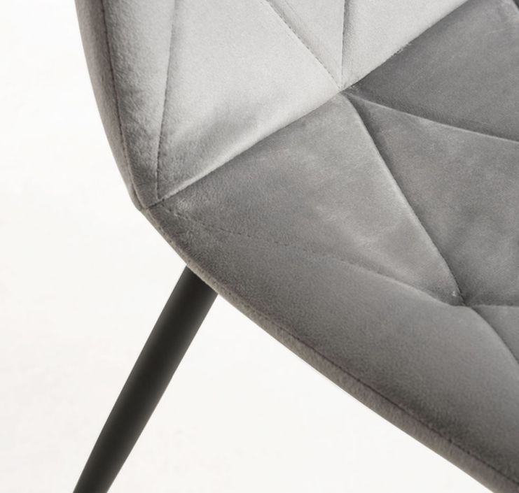 Chaise velours gris et pieds métal noir Ariel - Lot de 2 - Photo n°3