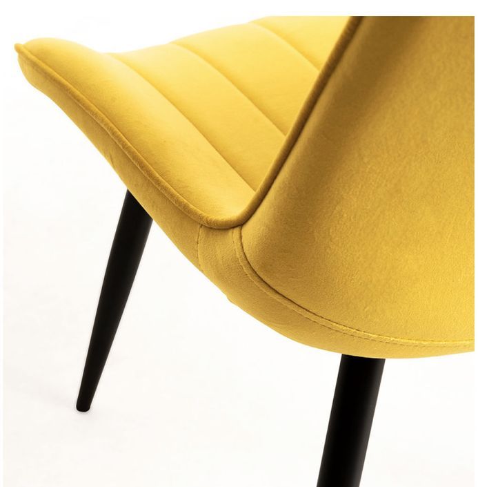 Chaise velours jaune et acier noir Nalia - Lot de 2 - Photo n°5