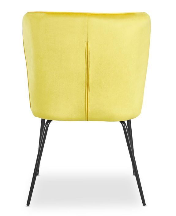 Chaise velours jaune et pieds métal noir Indal - Lot de 2 - Photo n°4