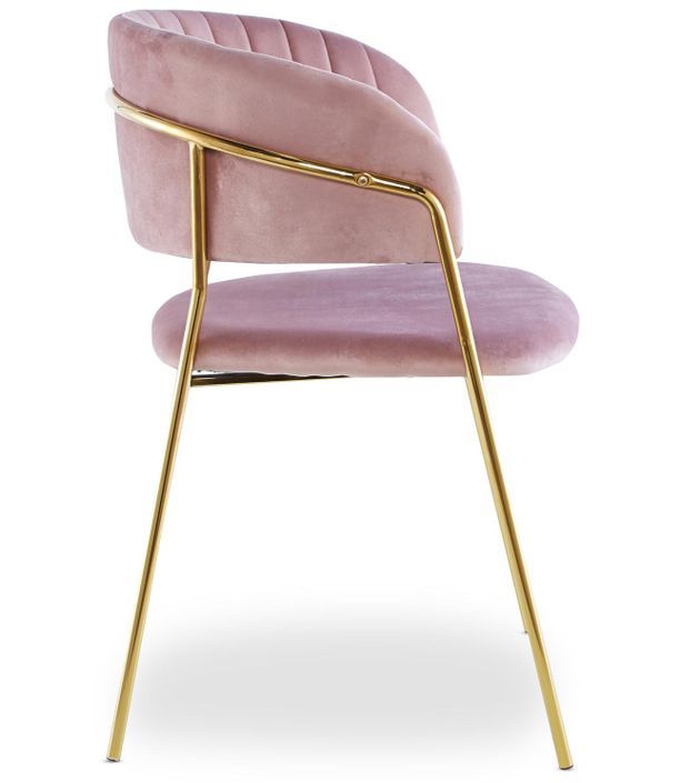 Chaise velours rose et pieds métal doré Aba - Lot de 4 - Photo n°4