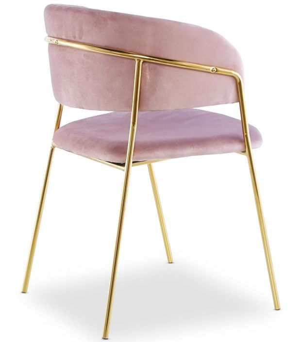 Chaise velours rose et pieds métal doré Aba - Lot de 4 - Photo n°5