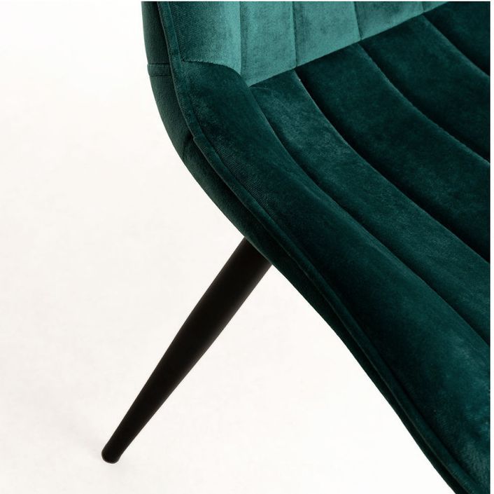 Chaise velours vert et acier noir Nalia - Lot de 2 - Photo n°5