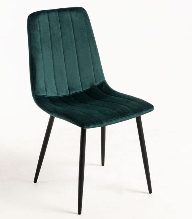 Chaise velours vert et pieds métal noir Londa - Lot de 2 - Photo n°1