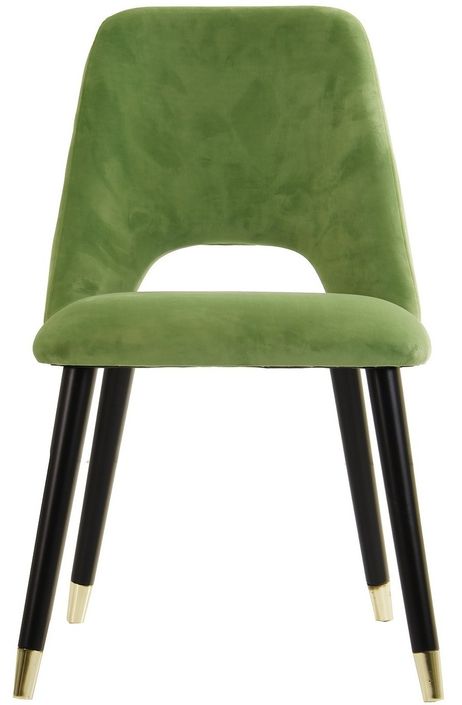 Chaise velours vert et pieds pin massif noir Orelia - Photo n°1