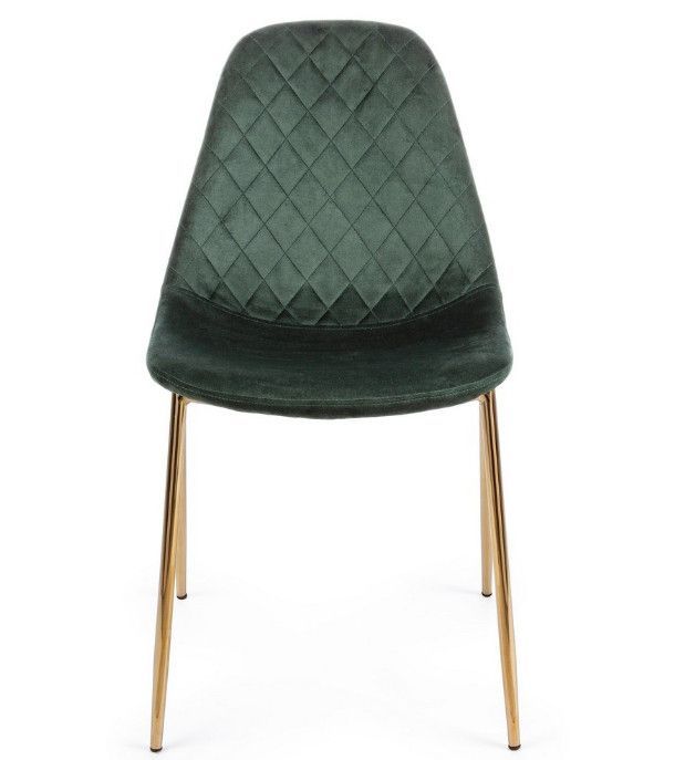 Chaise velours vert foncé et pieds en acier chromé doré Karry - Lot de 4 - Photo n°2