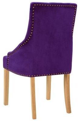 Chaise velours violet et pieds chêne massif Raven - Lot de 4 - Photo n°5