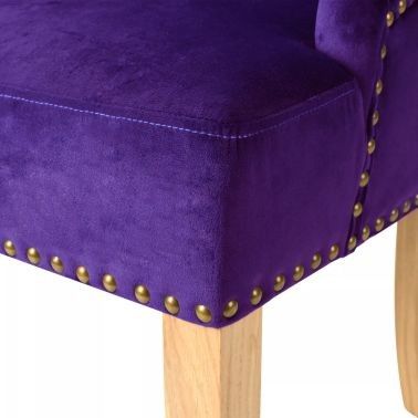 Chaise velours violet et pieds chêne massif Raven - Lot de 4 - Photo n°6