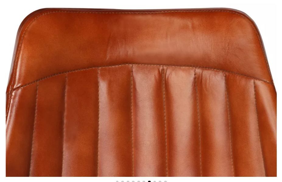 Chaise vintage cuir marron et pieds métal argenté Moodies - Lot de 2 - Photo n°6