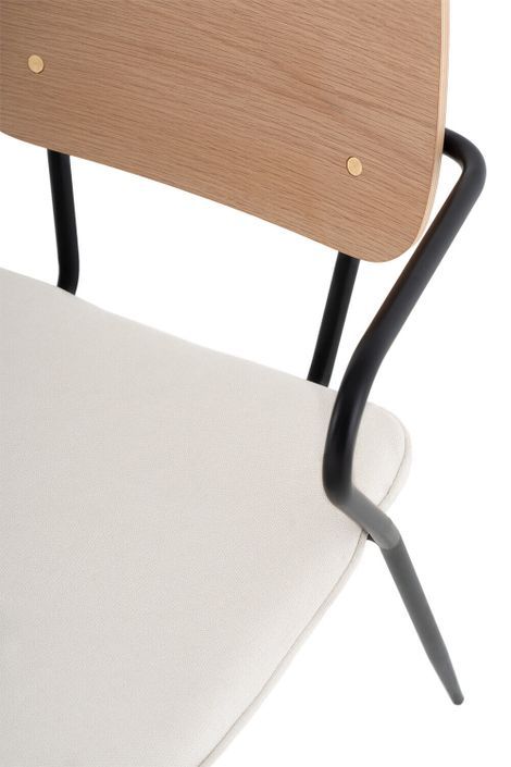 Chaise vintage en bois de chêne et tissu beige clair Dokar - Photo n°6