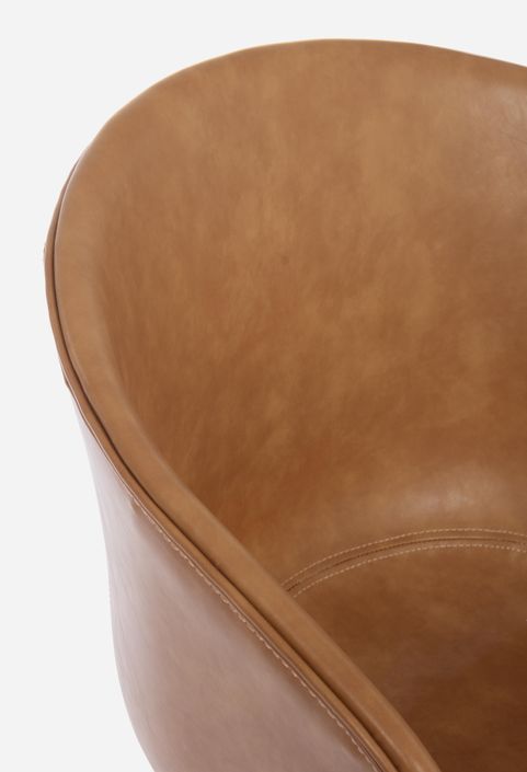 Chaise vintage simili cuir marron clair et pieds acier noir Warhol - Photo n°7