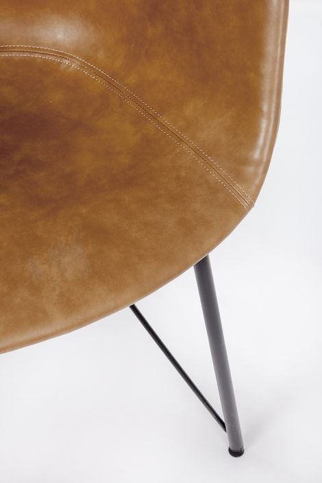 Chaise vintage simili cuir marron clair et pieds acier noir Warhol - Photo n°8