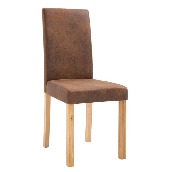 Chaise vintage simili cuir marron vieilli et pieds pin massif Barielle - Lot de 2 2 - Photo n°1