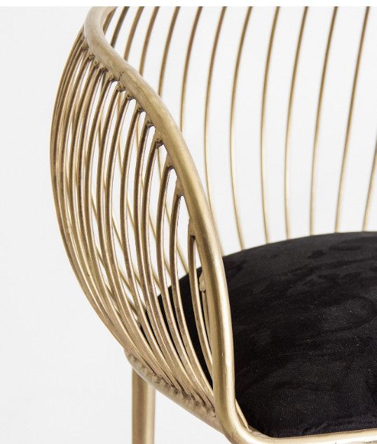 Chaise avec accoudoirs art déco métal doré et velours noir et métal doré Zug - Lot de 2 - Photo n°5