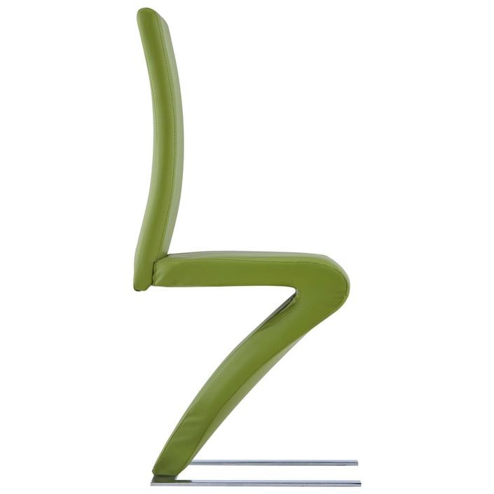 Chaises à dîner avec forme de zigzag 2 pcs Vert Similicuir - Photo n°4