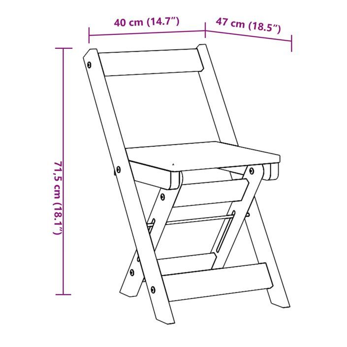 Chaises à manger pliables lot de 4 Corona bois massif de pin - Photo n°11