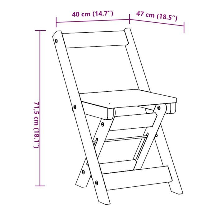 Chaises à manger pliables lot de 4 Corona bois massif de pin - Photo n°12