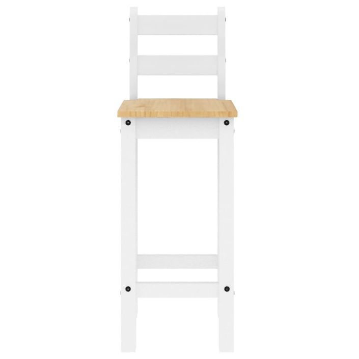 Chaises de bar 2 pcs blanc bois de pin solide - Photo n°5