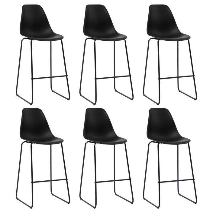 Chaises de bar 6 pcs Noir Plastique - Photo n°1