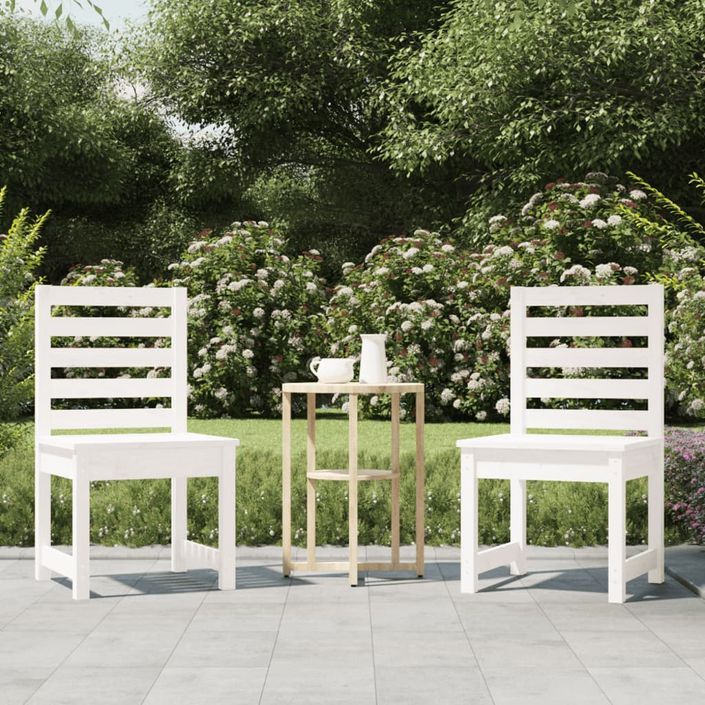 Chaises de jardin 2 pcs blanc 40,5x48x91,5cm bois massif de pin - Photo n°1
