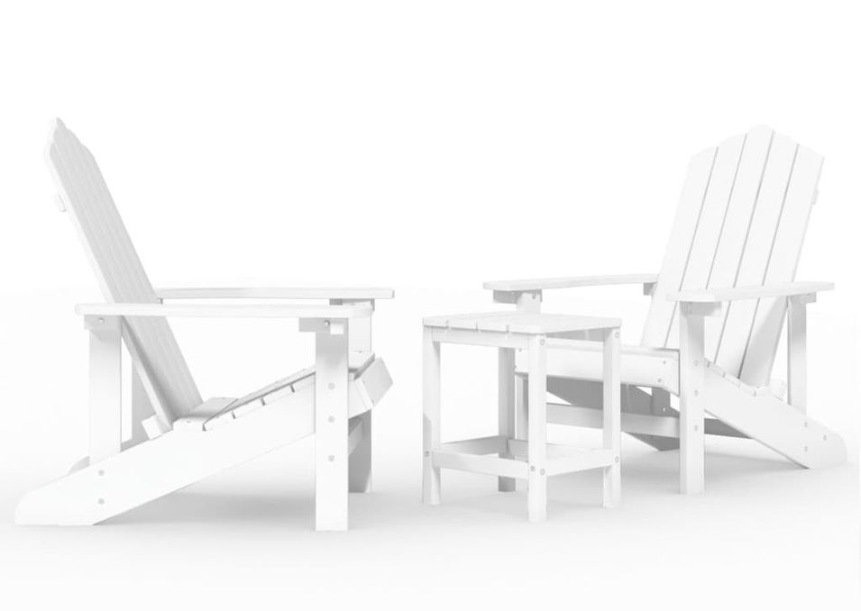 Chaises de jardin Adirondack avec table PEHD Blanc - Photo n°1
