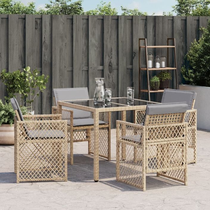 Chaises de jardin avec coussins lot de 4 mélange beige - Photo n°3