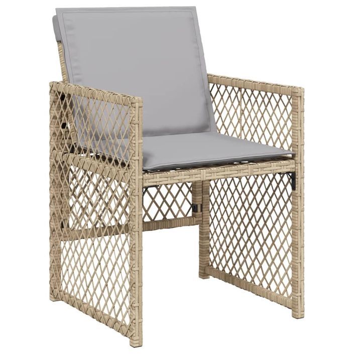 Chaises de jardin avec coussins lot de 4 mélange beige - Photo n°4