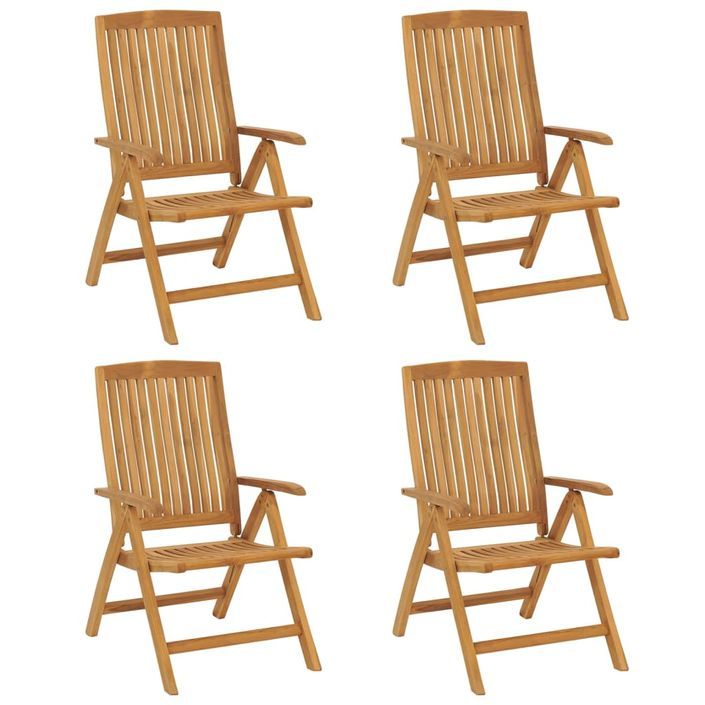 Chaises de jardin inclinables 4pcs et coussins bois massif teck - Photo n°3