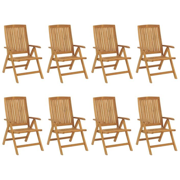 Chaises de jardin inclinables et coussins lot de 8 teck solide - Photo n°3