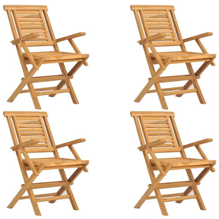 Chaises de jardin pliantes lot de 4 56x63x90cm bois massif teck - Photo n°2