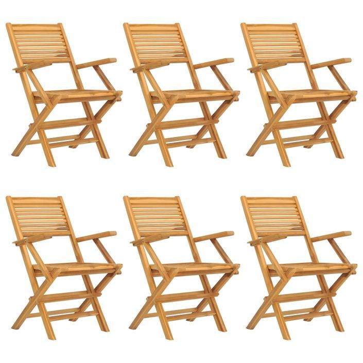 Chaises de jardin pliantes lot de 6 55x62x90cm bois massif teck - Photo n°2