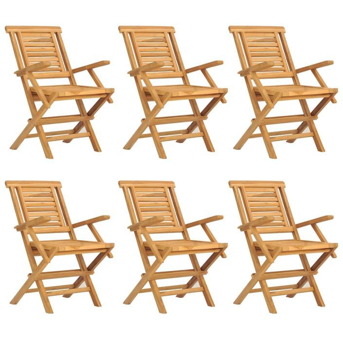 Chaises de jardin pliantes lot de 6 56x63x90cm bois massif teck - Photo n°2