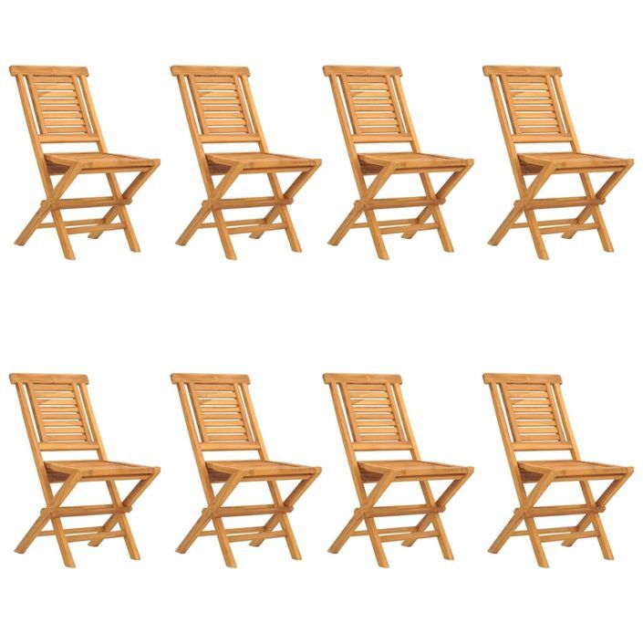 Chaises de jardin pliantes lot de 8 47x63x90cm bois massif teck - Photo n°2