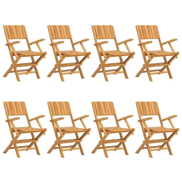 Chaises de jardin pliantes lot de 8 55x61x90cm bois massif teck - Photo n°2