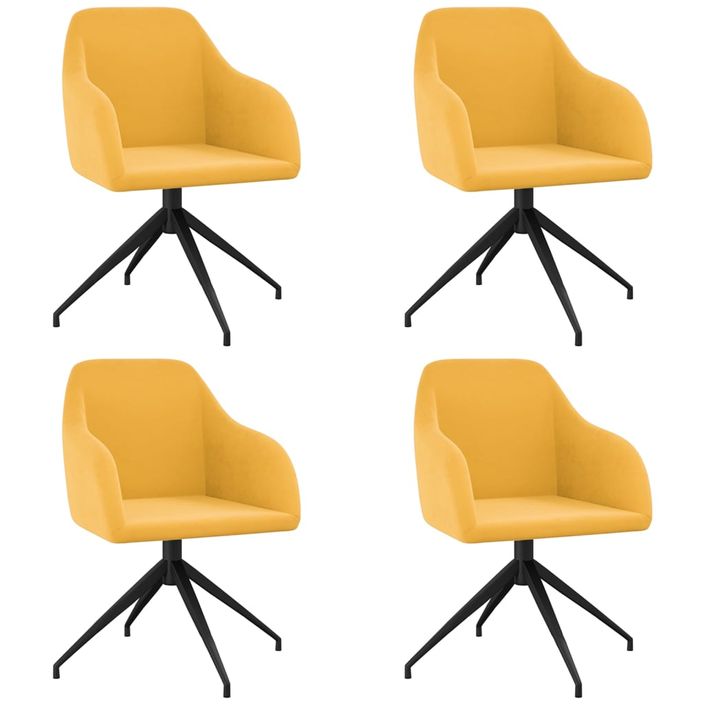 Chaises de salle à manger 4 pcs Jaune moutarde Velours 2 - Photo n°2