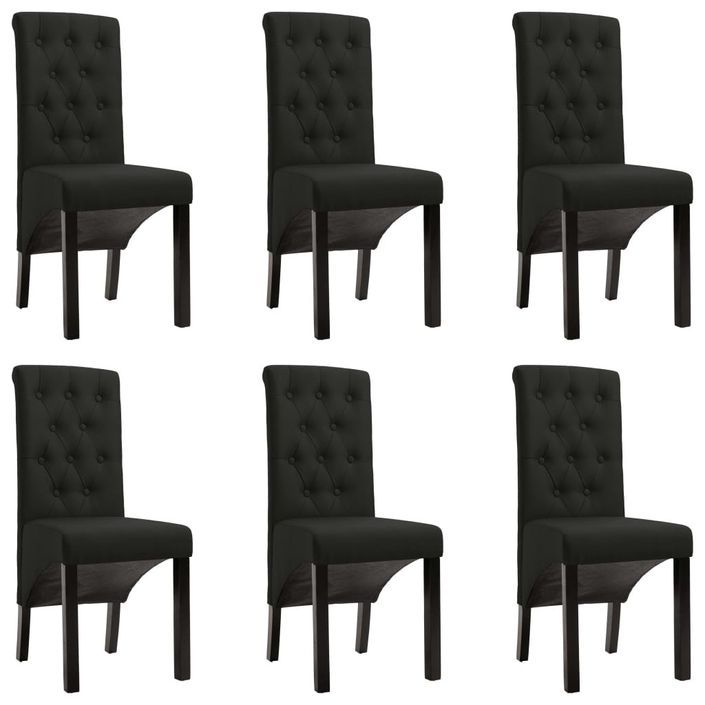 Chaises de salle à manger 6 pcs Noir Tissu 5 - Photo n°1