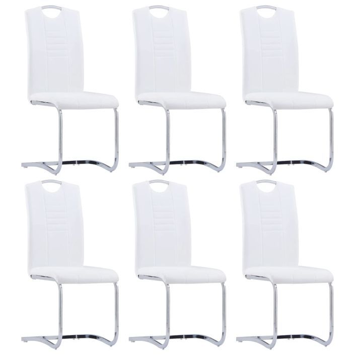 Chaises de salle à manger cantilever 6 pcs Blanc Similicuir 3 - Photo n°1
