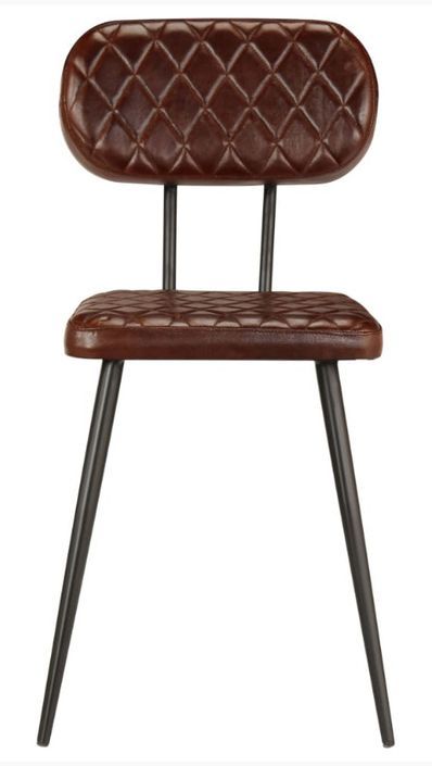 Chaises de salle à manger cuir marron et pieds métal noir Moundir - Lot de 2 - Photo n°3