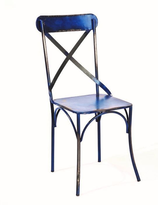 Chaises en métal bleu vieilli Lola - Lot de 2 - Photo n°1